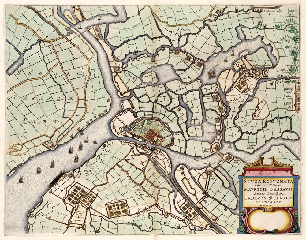 Sluis 1649 Blaeu belegering 1604